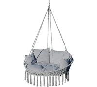 Hängelounger CHILL-OV : fauteuil suspendu, transat suspendu, fauteuil suspendu double, hamac, nid suspendu, canapé suspendu avec de nombreux coussins, de couleur grise, pliable et escamotable, pour 2 