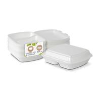 HÄPPY boîtes menu 2 compartiments - 200 pcs - 24 x 20,5 x 7 cm HP4/2 - rectangulaires blanches - XPS expansé - barquettes alimentaires isothermes avec couvercle - restauration & livraison