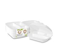 HÄPPY boîtes menu 3 compartiments - 50 pcs - 24 x 20,5 x 7 cm HP4/3 - rectangulaires blanches - XPS expansé - barquettes alimentaires isothermes avec couvercle - restauration & livraison