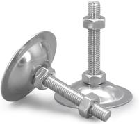 HAEUYA Pieds de nivellement réglables for Meubles, 2 pièces, Base en Fer galvanisé 38mm, Filetage M5/M6/M8, coupelles, Pieds Tour(Dia38xM8x40mm)