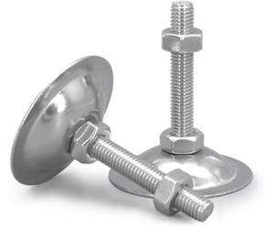 HAEUYA Pieds de nivellement réglables for Meubles, 2 pièces, Base en Fer galvanisé 38mm, Filetage M5/M6/M8, coupelles, Pieds Tour(Dia38xM8x50mm)
