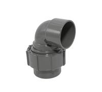 HAF Flexfit Équerre de transition en PVC 45° avec 50 mm x 50 mm | Raccord de serrage x manchon adhésif | Connecteur de serrage en PVC-U gris | PN4 pour connexion de tuyau flexible, tuyau de piscine