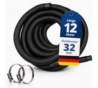 HAF® Tuyau de piscine de qualité supérieure avec manchons en noir 32 mm - Tuyau solaire flexible résistant aux UV et au chlore - Tuyau d'aspiration / tuyau de pompe pour piscine - Qualité : fabriqué