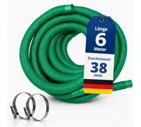 HAF® Tuyau de piscine de qualité supérieure avec manchons en vert 38 mm - Tuyau solaire flexible résistant aux UV et au chlore - Tuyau d'aspiration / tuyau de pompe pour piscine - Qualité : fabriqué