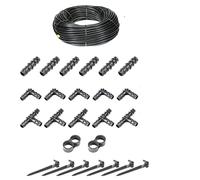 HaGa® Kit d'irrigation - Tuyau goutte à goutte de 50 m - 16 mm sans compensation de pression avec accessoires - Tuyau d'arrosage de jardin