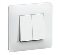 Hager Double interrupteur va-et-vient complet blanc 1 poste, 10 Amp, 250 V ~ Rocker, Lever de charnière, Montage mural, IP44, Blanc, Touch