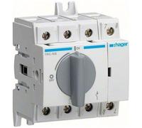 Hager Interrupteur tripolaire HAC310 100A pour rail DIN ou plaque de montage, Bouton + interrupteur, Gris