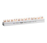 Hager KDN463A Rail de Phase 4P 63A 10 mm² 12 entrées Raccord de Fourche isolé Gris, Blanc
