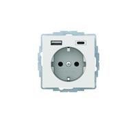 HAGER (KNX+DOM) 48046089 Toma SCHUKO/USB A-C, Q.x, Blanco Polar Hardware, Autres outils, Multicolore