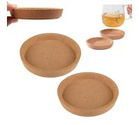 HAGNA 2 Pièces Dessous De Verre,Sous Verre Ronds En Liège Avec Rebord En Bois, Résistants À La Chaleur Et Absorbants, Pour Le Bureau, La Maison Et La Terrasse