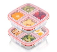 Hahorpa Lot de 2 Boite Compartiment Alimentaire Inox, Boite Hermetique Alimentaire Étanche à 3 Compartiments, Box a Gouter Enfant Réutilisable avec Couvercle, Bento Lunch Box Portable de 600 ml