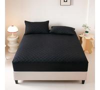 HAIBA Protege Matelas Impermeable 180 x 220 cm Matelassé - Bonnet 30 cm - Noir Lavable Machine à Laver - Linge de lit pour Matelas épais