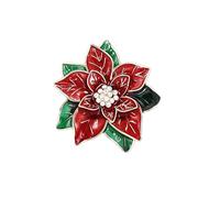 HAICN Broche poinsettia de Noël en cristal rouge en forme de fleur de vacances de luxe pour écharpe de Noël bijoux pour femmes filles mariage