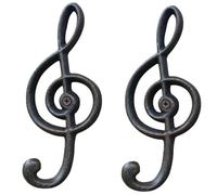 Haidong Lot de 2 crochets muraux rétro en fonte Motif notes de musique 16 x 7 cm
