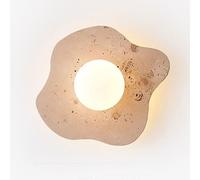 HAIDU Applique murale de style industriel moderne, douille G9, en travertin jaune naturel, 31 cm (12,2 po), idéale pour un couloir, une salle à manger ou une chambre.