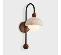 HAIDU Applique murale intérieure G9, style nordique champêtre, en travertin jaune, lampe murale en pierre naturelle, luminaire décoratif pour chambre, couloir ou entrée