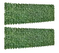 Outsunny Lot de 2 Haies Artificielles Brise-Vue 3x1m Vert | Décoration, Rouleau, Feuillage Réaliste, Anti-UV