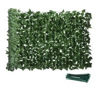 Haie Artificiel Brise-Vue décoration - Outsunny - Rouleau 3L x 1H m Feuillage hêtre réaliste Anti-UV, feuilles en soie, Vert foncé