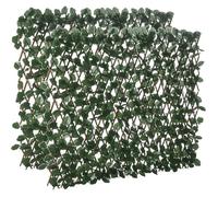 Haie artificielle feuilles murale brise-vue 2 panneaux longueur ajustable 295x70cm treillis extensible feuillage réaliste PE vert