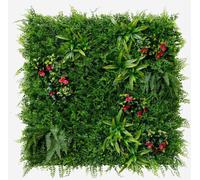 Haie artificielle panneau 3D 100x100cm plantes réalistes Cerrum
