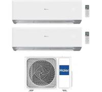 Haier Climatiseur Dual Split 9000+9000 BTU Wi-Fi Intégré, 18000 BTU/hr, 230 V, Contrôle App, 1 Indoor Unit, 1 Outdoor Unit, 1 Remote Control
