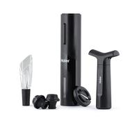 Haier HAWUKit06 Set à Vin électrique Rechargeable avec USB, Noir | Aérateur Tulipe Anti-Goutte, Coupe-Capsule, Pompe Sous Vide, 2 Bouchons, Design Premium, Ouverture Automatique