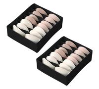haierdidi - Lot de 2 organisateurs de tiroirs - Boîte de rangement - 7 cellules - Noir - Style Minimaliste - Organisateur de tiroirs - Conteneur de rangement