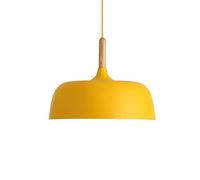 HAIIQU Plafonnier Jaune 48cm Suspension en Bois E27 Suspension Réglable en Hauteur pour La Maison Lampe Suspendue De Décoration De Bar De Café De Salle À Manger De Style Danois