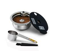 HAILASRE Capsule réutilisable compatible avec Bosch Tassimo 200ml | Capsule inox rechargeable,crème onctueuse,sans BPA,facile à nettoyer,économique et écologique-set cuillère+brosse