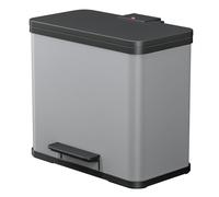 Hailo 0633-220 Poubelle à Pédale, Acier Inoxydable, Gris, 44.5 x 47.5 x 34.5 cm