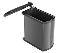 HAILO 3418071 Tri-déchets UNO 18 gris foncé/noir avec une capacité de 18 litres à partir d'une largeur d'armoire de 45 cm