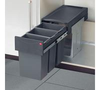 Hailo 3666131 - AS Terzett - 10L/10L/10L - Gris foncé Collecteur de déchets Poubelle
