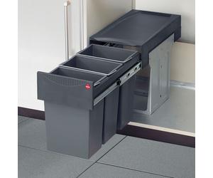 Hailo 3666131 - AS Terzett - 10L/10L/10L - Gris foncé Collecteur de déchets Poubelle