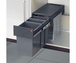 Hailo 3666191 - AS Terzett - 15L/7L/7L - Gris foncé Collecteur de déchets Poubelle