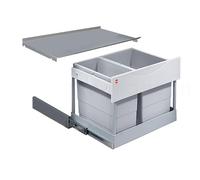Hailo Collecteur de déchets 3644801 | Poubelle encastrable de 30 l avec 2 compartiments de séparation | Système tandem peu encombrant pour meuble bas de 60 cm | Poubelle avec système de sortie