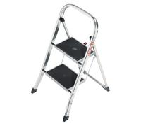 Hailo - Escabeau pliant K30, 2 marches, hauteur de travail 2,25 m, aluminium, marches noires