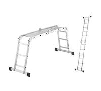 Hailo Échelle Universelle M60 en Aluminium - 4 x 3 échelons - Charge maximale : 150 kg - Échelle Polyvalente utilisable comme Plate-Forme de Travail antidérapante, échelle Simple, escabeau - 6