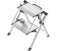 Hailo Escabeau Mini Comfort pliable en aluminium, 2 marches, 45 cm