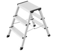 Hailo Marche-pied double accès D60 pliant aluminium 2x3 marches argenté et noir G