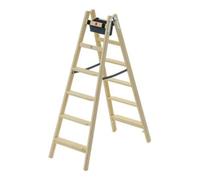 Hailo Master H80 - Échelle en bois à double volée (2 x 6 échelons, accessible des deux côtés, échelons ergonomiques de 80 mm, bois de pin imprégné, assemblages solides, sac à outils