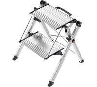 Hailo Escabeau Mini Comfort pliable en aluminium, 2 marches, 45 cm