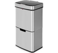 Hailo Öko Vario XL - Poubelle à tri sélectif - Ouverture du couvercle entièrement automatique par capteur - 50 litres - inox, plastique