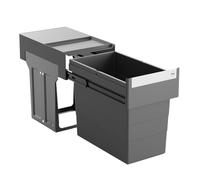 Hailo Poubelle de cuisine encastrable 28L AS Tandem | encastrable | pour meubles bas à partir de 30 cm de largeur | Extension télescopique manuelle | Anthracite Solo Poubelle