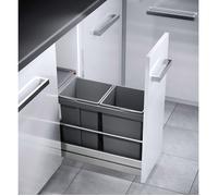 Hailo Poubelle de cuisine tri sélectif 2 bacs encastrable 30L (15+15) Tandem