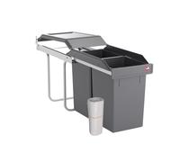 Hailo Poubelle de cuisine tri sélectif 2 bacs encastrable sous évier 30L (15+15) Tandem