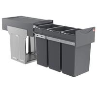 Hailo Poubelle de cuisine tri sélectif 3 bacs encastrable sous évier 30L (10+10+10) AS Terzett