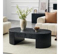 HAINEW HD26070605 Table basse ovale avec coins arrondis et tiroir, table d'appoint pour salon, chambre à coucher, 105 x 54 x 38 cm, noir