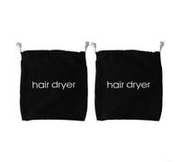 Hair Dryer Storage Bag 2-Pack Linen Cotton Drawstring(Black) | 2-pack set, linen cotton material, drawstring closure, compact foldable, fits full-size dryers