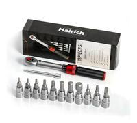Hairich ynamométrique Vélo 1/4", Torque Wrench 1-25 Nm, Coffret Complet 13 Pièces avec Cliquet 72 Dents, Rallonge 10 cm, Embouts Hexagonaux & Torx