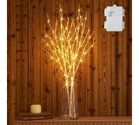 Hairui Branche de Saule Éclairée Bouleau Blanc avec Micro LED Lumières 80CM 100LED Fonctionner à Piles Brindille Lumières Pré-allumés pour Décoration Intérieure Extérieure 2PCs (Vase Exclus)